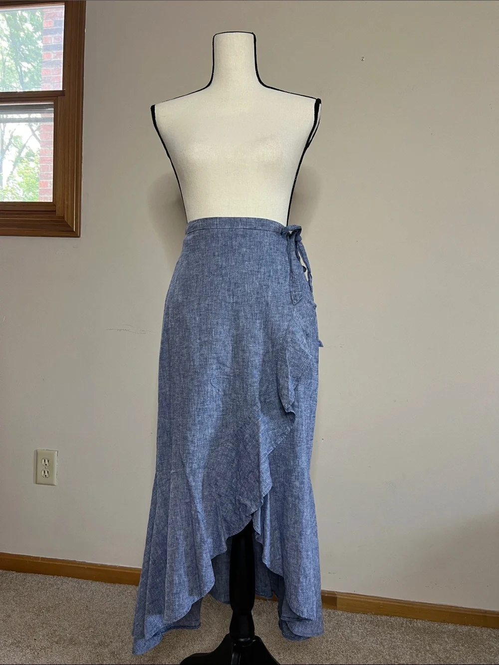 ➰🖇️🎁🛜Express Blue Wrap High-Low Maxi Skirt
